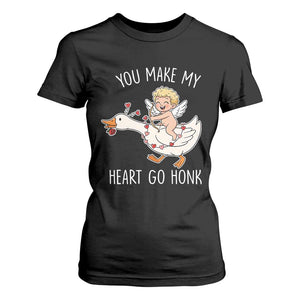 You Make My Heart Go Honk T Shirt For Women Funny Valentine Goose TS14 Black Print Your Wear