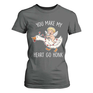 You Make My Heart Go Honk T Shirt For Women Funny Valentine Goose TS14 Dark Heather Print Your Wear