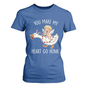 You Make My Heart Go Honk T Shirt For Women Funny Valentine Goose TS14 Royal Blue Print Your Wear