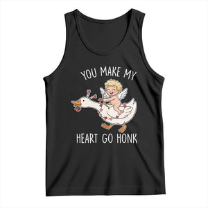 You Make My Heart Go Honk Tank Top Funny Valentine Goose TS14 Black Print Your Wear