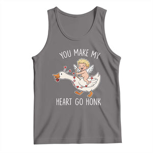 You Make My Heart Go Honk Tank Top Funny Valentine Goose TS14 Deep Heather Print Your Wear