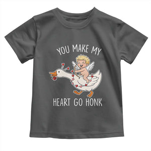 You Make My Heart Go Honk Toddler T Shirt Funny Valentine Goose TS14 Dark Heather Print Your Wear