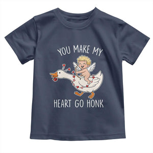 You Make My Heart Go Honk Toddler T Shirt Funny Valentine Goose TS14 Navy Print Your Wear