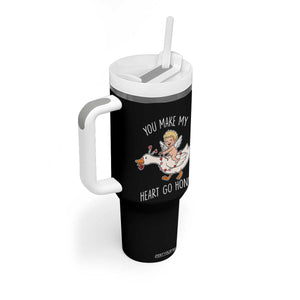 You Make My Heart Go Honk Tumbler With Handle Funny Valentine Goose TS14 Print Your Wear