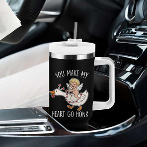 You Make My Heart Go Honk Tumbler With Handle Funny Valentine Goose TS14 Print Your Wear