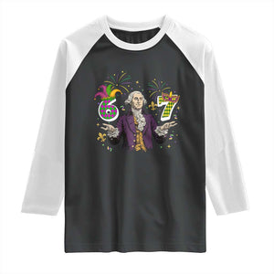 67 Mardi Gras Raglan Shirt Funny Six Seven George Washington Meme TS14 Black White Print Your Wear