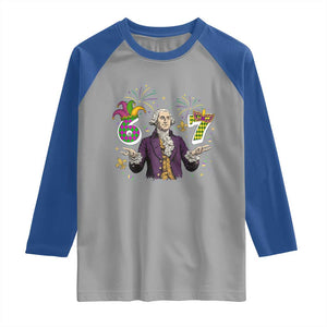 67 Mardi Gras Raglan Shirt Funny Six Seven George Washington Meme TS14 Sport Gray Royal Print Your Wear