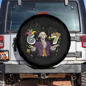 67 Mardi Gras Spare Tire Cover Funny Six Seven George Washington Meme TS14 No hole Black Print Your Wear