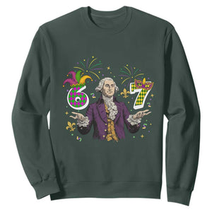 67 Mardi Gras Sweatshirt Funny Six Seven George Washington Meme TS14 Dark Forest Green Print Your Wear