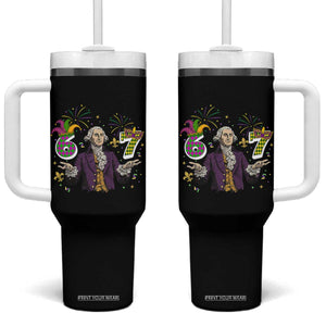 67 Mardi Gras Tumbler With Handle Funny Six Seven George Washington Meme TS14 One Size: 40 oz Black Print Your Wear