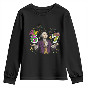 67 Mardi Gras Youth Sweatshirt Funny Six Seven George Washington Meme TS14 Black Print Your Wear