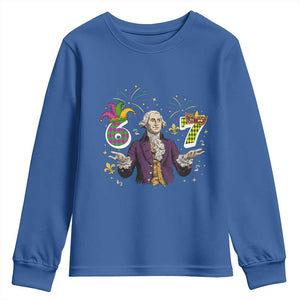 67 Mardi Gras Youth Sweatshirt Funny Six Seven George Washington Meme TS14 Royal Blue Print Your Wear