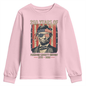Abraham Lincoln Freedom Retro Youth Sweatshirt 250 Years of Freedom Liberty History TS14 Light Pink Print Your Wear