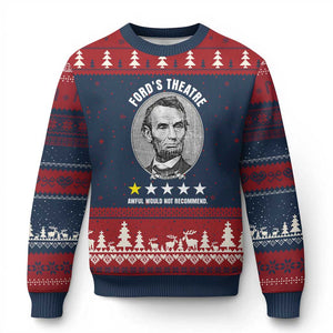 Abraham Lincoln History Teacher Ugly Christmas Sweater Ford's Theatre Awful Would Not Recommend TS14 Navy Red Print Your Wear