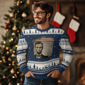 Abraham Lincoln Quote Ugly Christmas Sweater American History Teacher School Presidents Day TS14 Navy Beige Print Your Wear