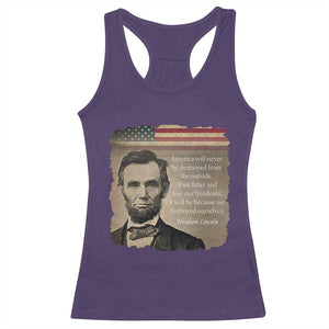 Abraham Lincoln Quote Racerback Tank Top American History Teacher School Presidents Day TS14 Purple Print Your Wear
