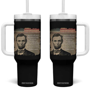 Abraham Lincoln Quote Tumbler With Handle American History Teacher School Presidents Day TS14 One Size: 40 oz Black Print Your Wear
