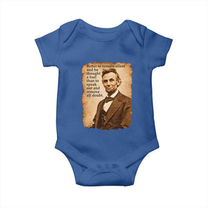 Abraham Lincoln American History Teacher School Baby Onesie TS14 Royal Blue Print Your Wear