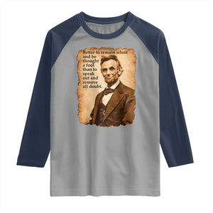 Abraham Lincoln American History Teacher School Raglan Shirt TS14 Sport Gray Navy Print Your Wear