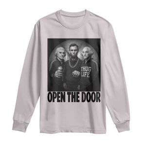 Funny Political American History Long Sleeve Shirt Abraham Lincoln George Washington and Thomas Jefferson Meme TS14 Ice Gray Print Your Wear