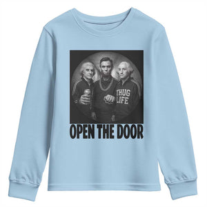 Funny Political American History Youth Sweatshirt Abraham Lincoln George Washington and Thomas Jefferson Meme TS14 Light Blue Print Your Wear