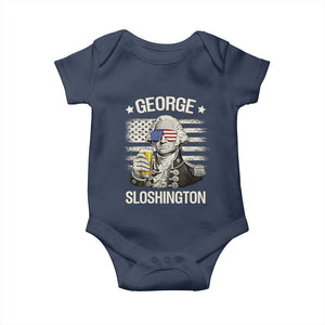 George Sloshington Washington Baby Onesie 4th of July America Flag Beer TS14 Navy Print Your Wear