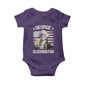 George Sloshington Washington Baby Onesie 4th of July America Flag Beer TS14 Purple Print Your Wear