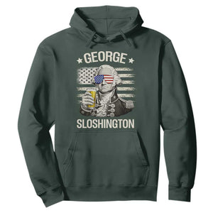 George Sloshington Washington Hoodie 4th of July America Flag Beer TS14 Dark Forest Green Print Your Wear