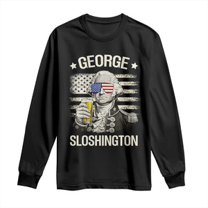 George Sloshington Washington Long Sleeve Shirt 4th of July America Flag Beer TS14 Black Print Your Wear