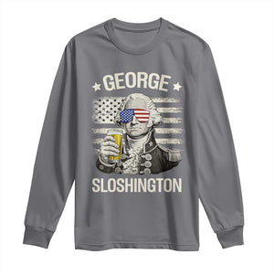 George Sloshington Washington Long Sleeve Shirt 4th of July America Flag Beer TS14 Charcoal Print Your Wear