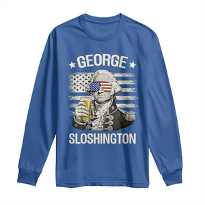George Sloshington Washington Long Sleeve Shirt 4th of July America Flag Beer TS14 Royal Blue Print Your Wear