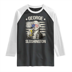 George Sloshington Washington Raglan Shirt 4th of July America Flag Beer TS14 Black White Print Your Wear