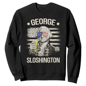 George Sloshington Washington Sweatshirt 4th of July America Flag Beer TS14 Black Print Your Wear