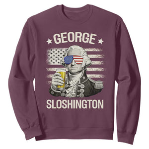 George Sloshington Washington Sweatshirt 4th of July America Flag Beer TS14 Maroon Print Your Wear