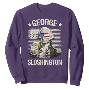 George Sloshington Washington Sweatshirt 4th of July America Flag Beer TS14 Purple Print Your Wear