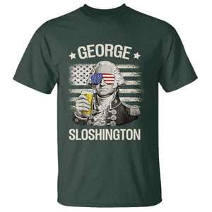 George Sloshington Washington T Shirt 4th of July America Flag Beer TS14 Dark Forest Green Print Your Wear