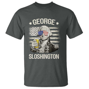 George Sloshington Washington T Shirt 4th of July America Flag Beer TS14 Dark Heather Print Your Wear