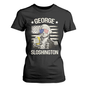 George Sloshington Washington T Shirt For Women 4th of July America Flag Beer TS14 Black Print Your Wear