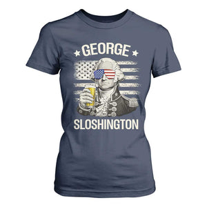 George Sloshington Washington T Shirt For Women 4th of July America Flag Beer TS14 Navy Print Your Wear