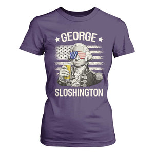 George Sloshington Washington T Shirt For Women 4th of July America Flag Beer TS14 Purple Print Your Wear