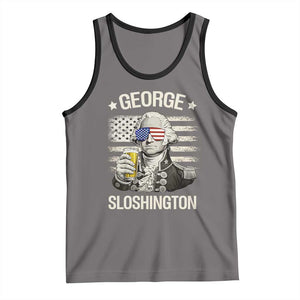 George Sloshington Washington Tank Top 4th of July America Flag Beer TS14 Deep Heather Black Print Your Wear