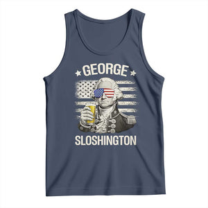George Sloshington Washington Tank Top 4th of July America Flag Beer TS14 Navy Print Your Wear