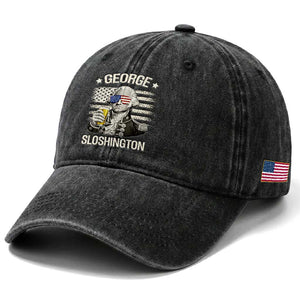 George Sloshington Washington Washed Cotton Baseball Cap 4th of July America Flag Beer TS14 Print Your Wear