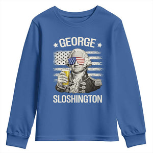 George Sloshington Washington Youth Sweatshirt 4th of July America Flag Beer TS14 Royal Blue Print Your Wear