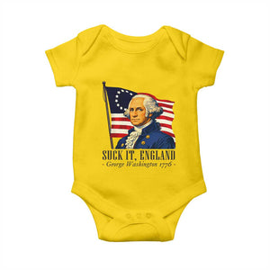 Funny George Washington 1776 Baby Onesie 4th July Suck-It England TS14 Daisy Print Your Wear