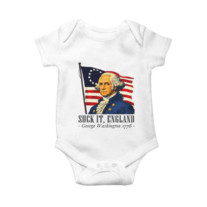 Funny George Washington 1776 Baby Onesie 4th July Suck-It England TS14 White Print Your Wear