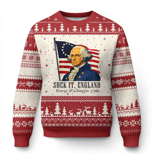 Funny George Washington 1776 Ugly Christmas Sweater 4th July Suck-It England TS14 Beige Red Print Your Wear