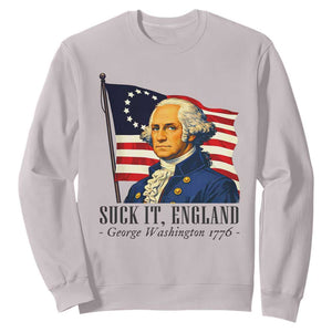 Funny George Washington 1776 Sweatshirt 4th July Suck-It England TS14 Ice Gray Print Your Wear