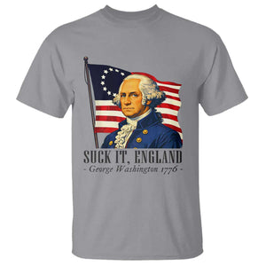 Funny George Washington 1776 T Shirt 4th July Suck-It England TS14 Sport Gray Print Your Wear