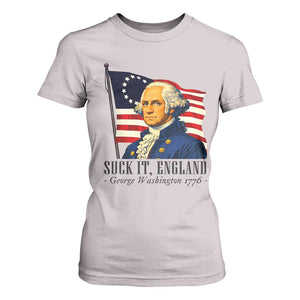 Funny George Washington 1776 T Shirt For Women 4th July Suck-It England TS14 Ice Gray Print Your Wear